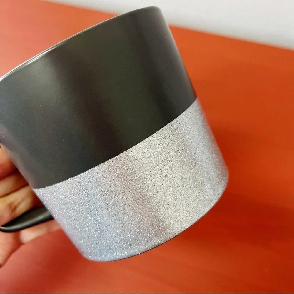 Starbucks Collectible Matte Charcoal Gray Silver Glitter Coffee Tea Mug 2018